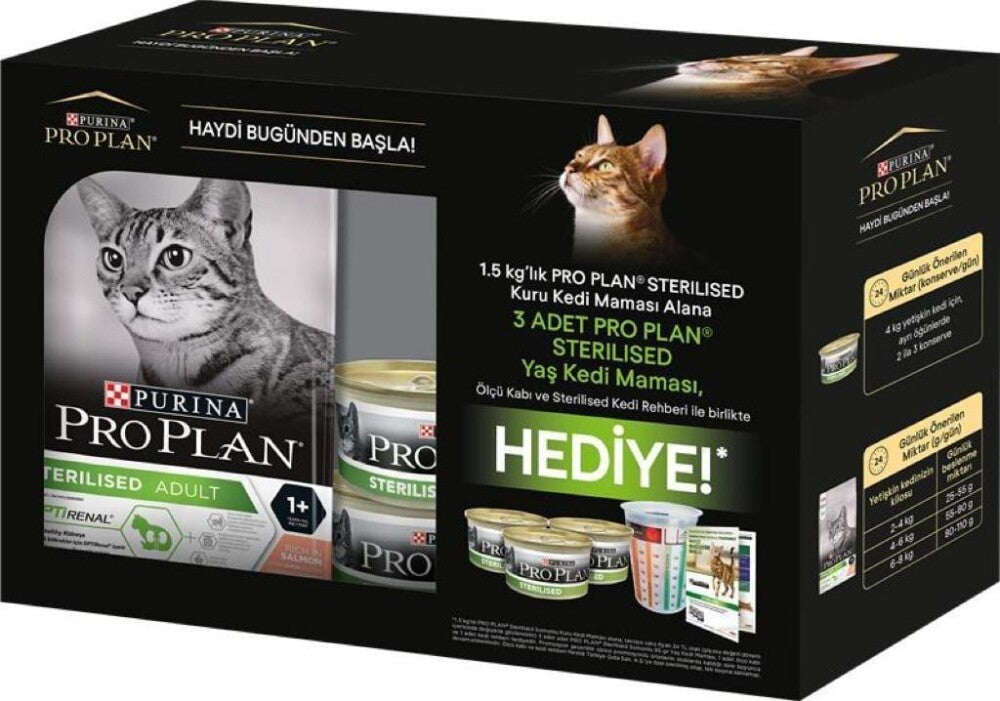 Pro Plan Sterilised Kısırlaştırılmış Kediler İçin Somonlu Kedi Maması Adet Konserve Hediyeli Paket 1.5 KG | SRC: Barcode: 8690632040523